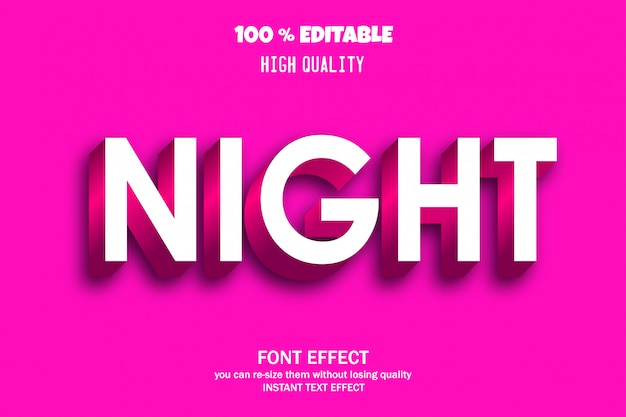 Night text, editable font effect