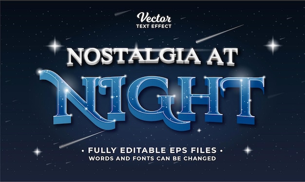 Vector night text effect editable eps cc words and fonts can be changed