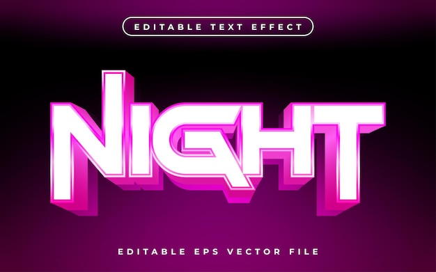 Night text effect editable video cover and banner text style 3d typography template