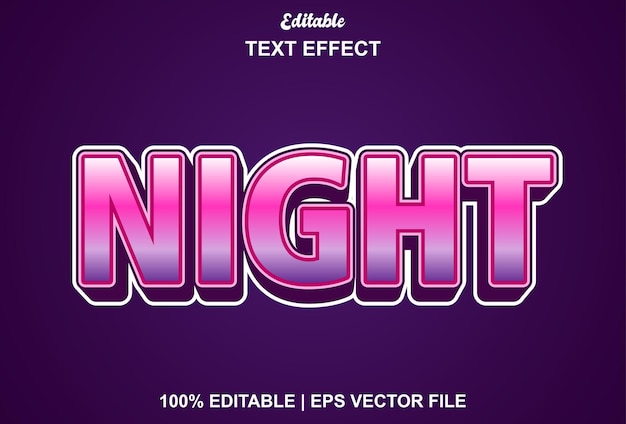 Night text effect with purple color