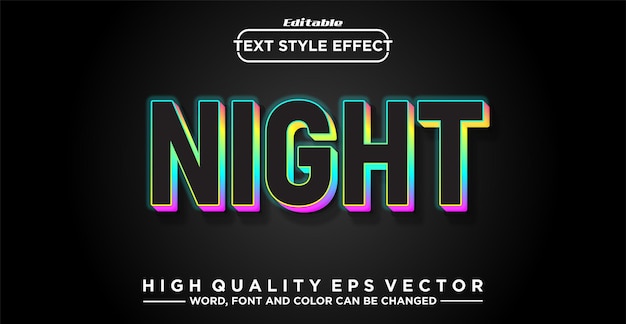 Premium Vector | Night text style effect editable