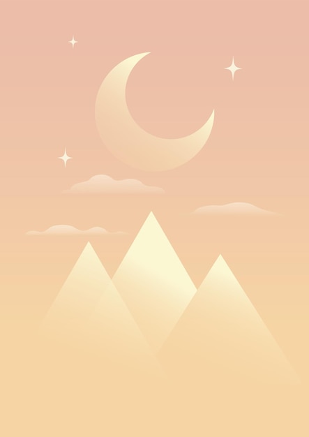 Night with moon and beautiful egyptian pyramids dreamy vector wallpaper giza pyramids