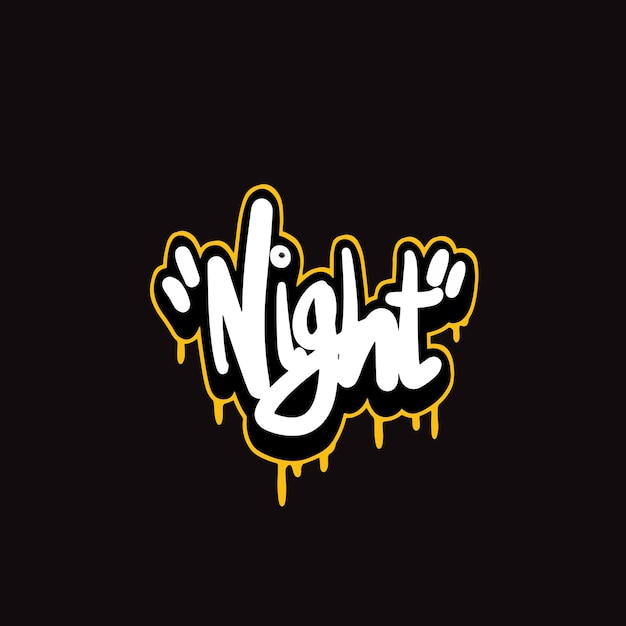 night word text street art graffiti tagging for clothing brand