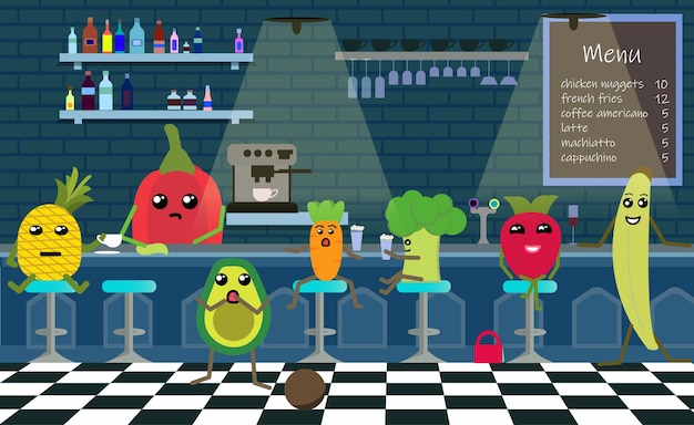 nightclub fruits and vegetables are chillin