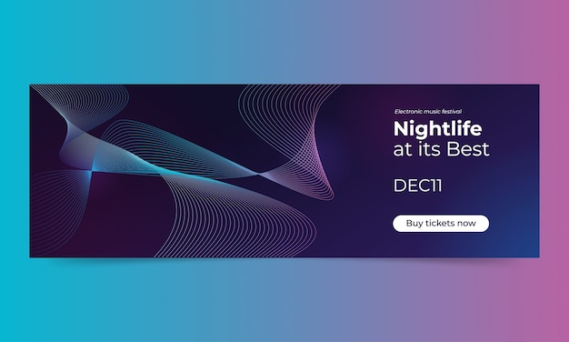 Vector nightclub and nightlife party horizontal banner template