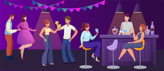 Nightclub party flat  illustration