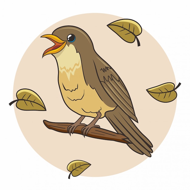 Nightingale Bird Cartoon schattige dieren