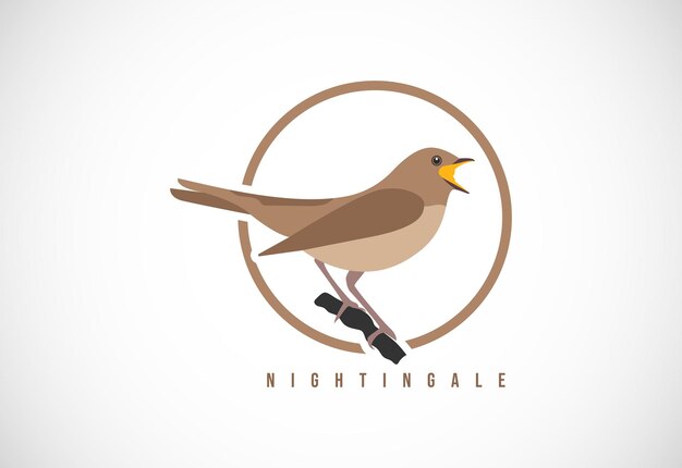 Nightingale bird in a circle Nightingale bird logo design template vector illustration