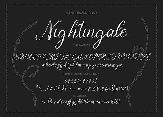 Каллиграфический векторный шрифт nightingale handdrawn