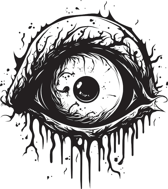 Vector nightmarish glare black zombie eye design ghoulish stare creepy vector eye icon