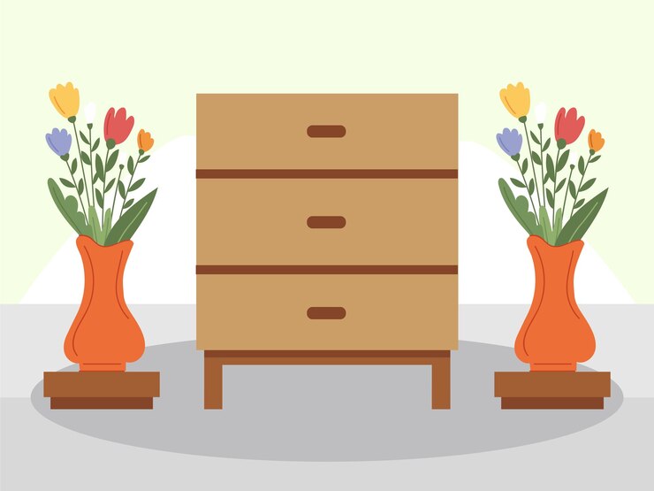 Vector nightstand concept illustration stylish and beautiful