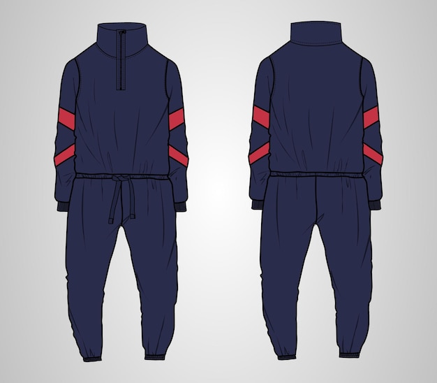 Abbigliamento da notte abito design tecnico moda schizzo piatto illustrazione vettoriale navy modello di colore