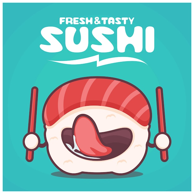 Nigiri sushi cartoon japanese food vector illustration