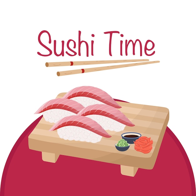 Nigiri. Template for social networks on the theme of Sushi.