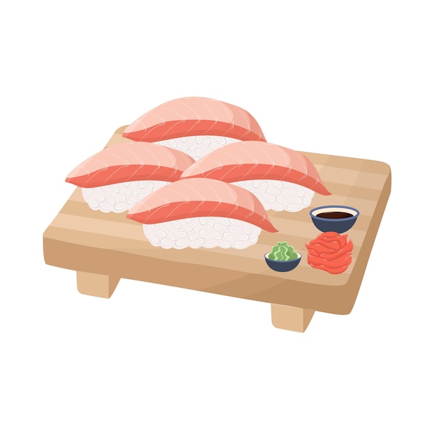 Vector nigiri with sea bass. sushi. restaurant menu. delivery food icon.