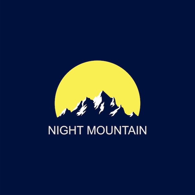 Silhouette di montagna notturna logo design vettoriale