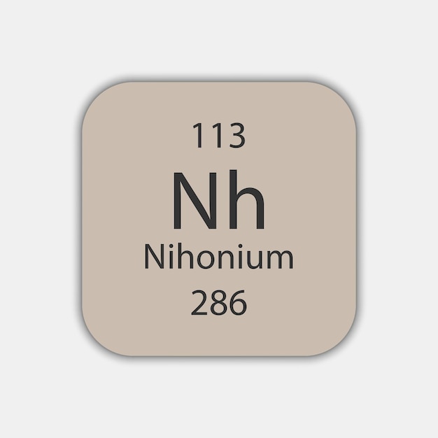 Nihonium symbol Chemical element of the periodic table Vector illustration