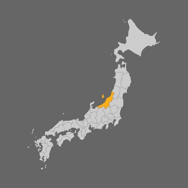 日本地図でハイライトされた新潟県