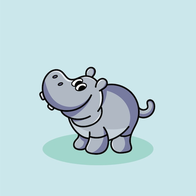 Nijlpaard Cartoon Mascotte Grappig Vector Glimlach Geluk Leuk Leuk Plat Ontwerp Cool