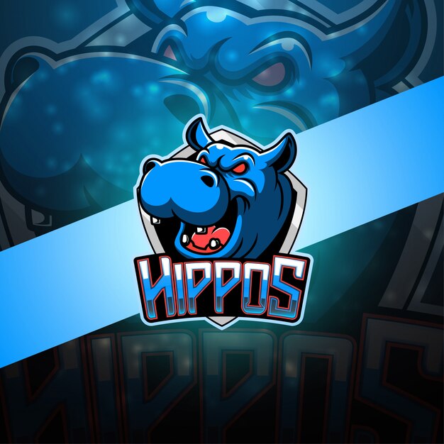 Nijlpaard esport mascotte logo