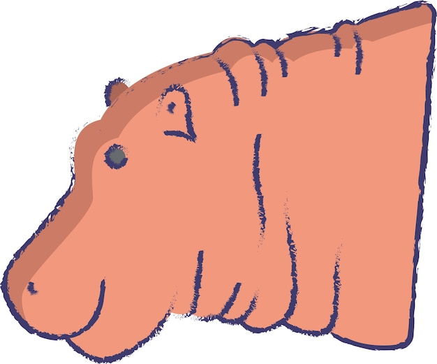 Nijlpaard gezicht hand getrokken vectorillustratie
