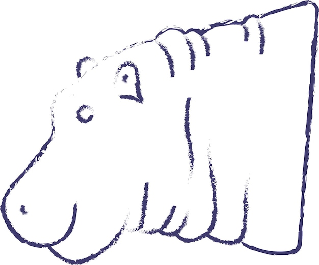 Nijlpaard gezicht hand getrokken vectorillustratie