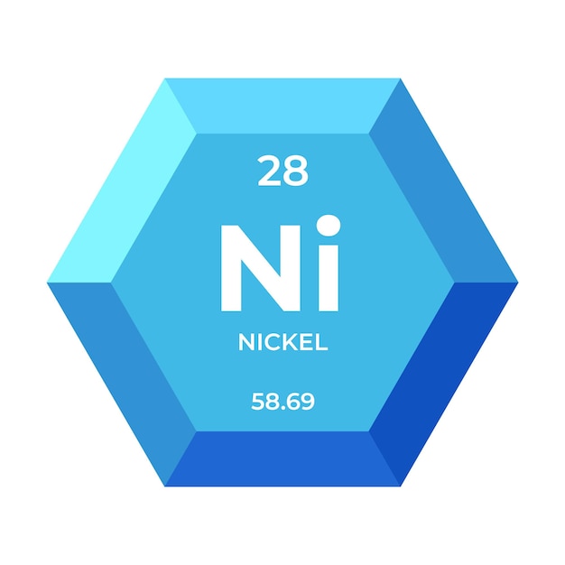 Vector nikkel is chemisch element nummer 28 van de overgangsmetaalgroep