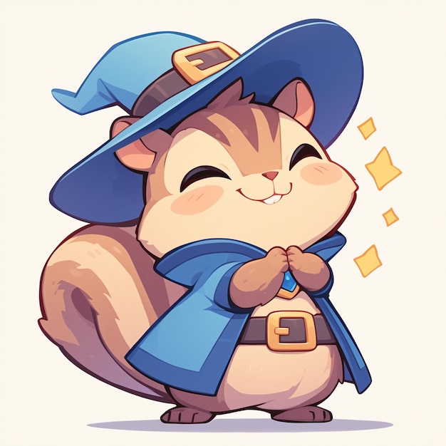 A nimble squirrel magician cartoon style