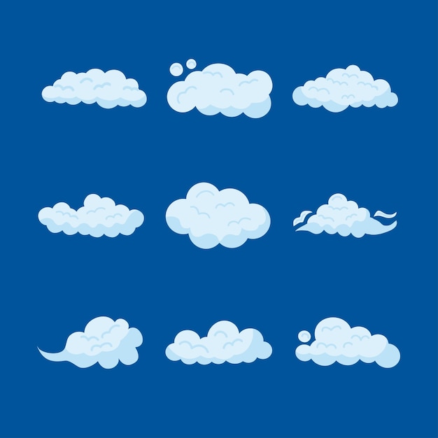Vector nine clouds sky icons