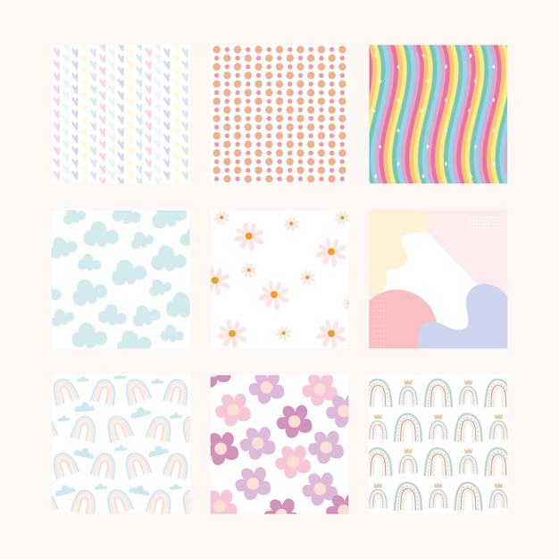 Vector nine cute backgrounds