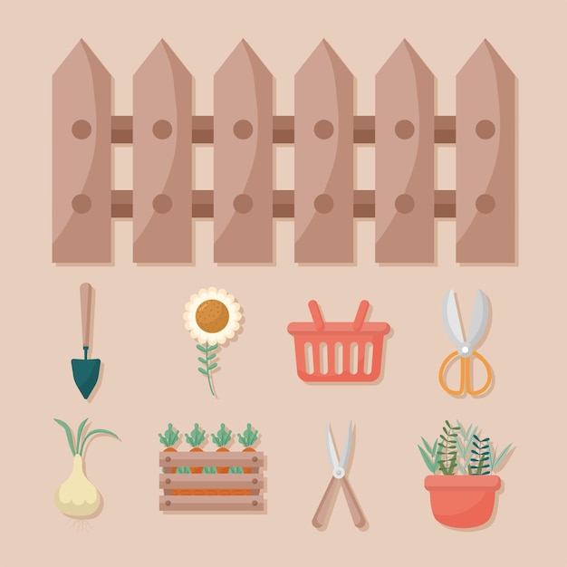 Nine garden items