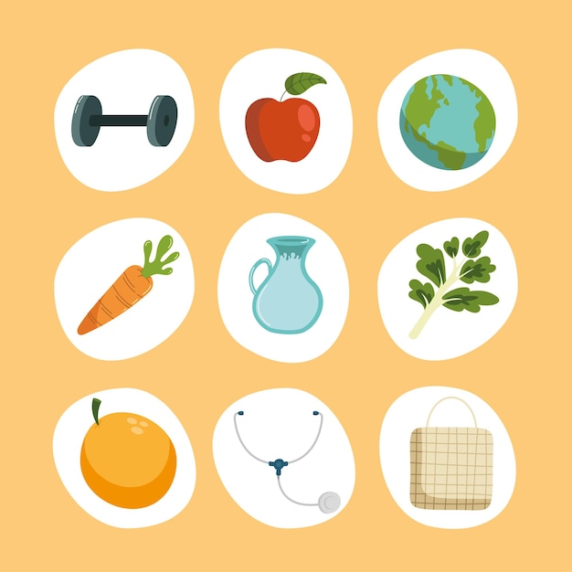 Nine health day icons