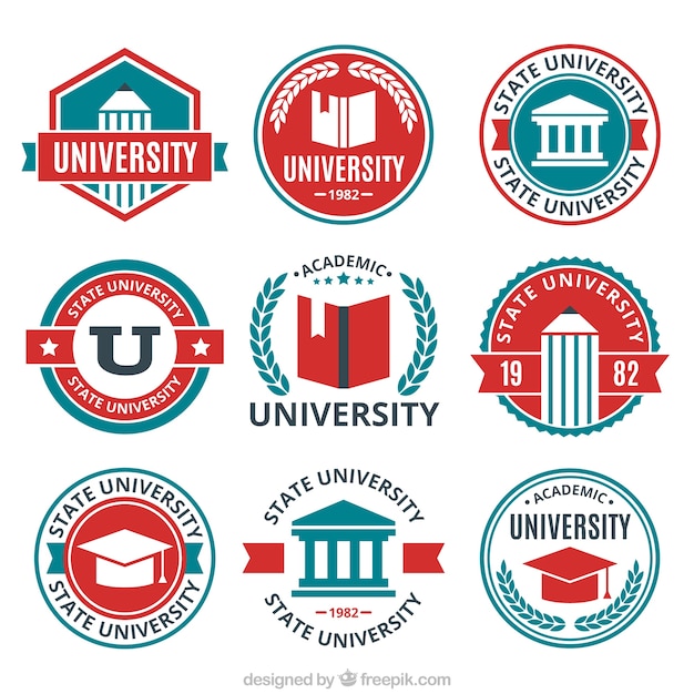 Вектор Девять логотипов для университета