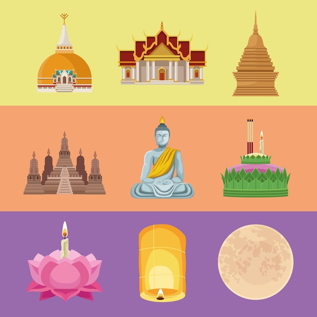 Nine loy krathong icons