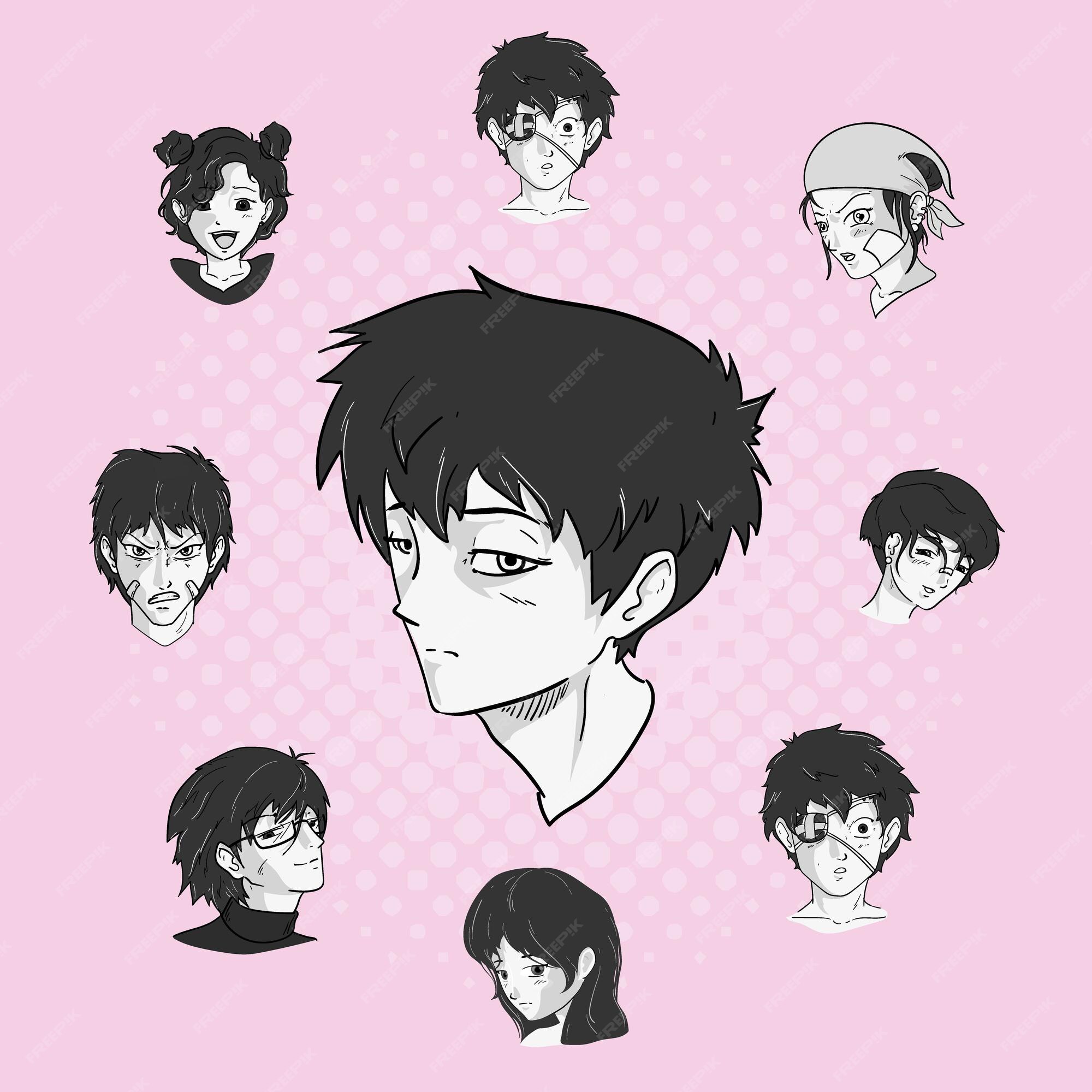 Premium Vector  Nine anime faces