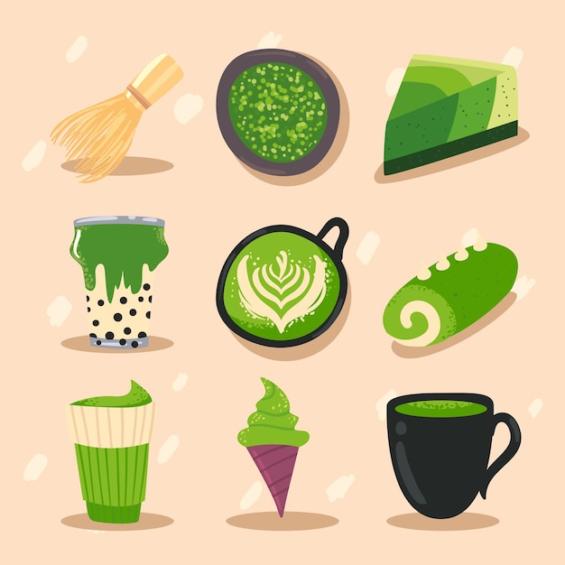 Vector nine matcha items