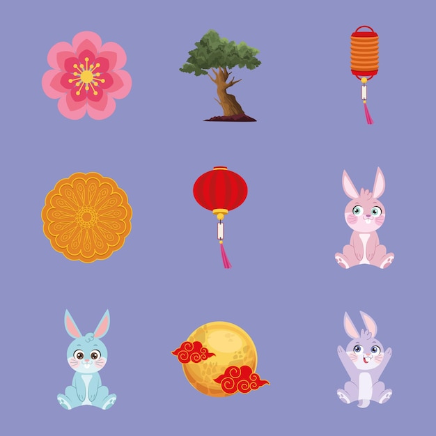 Nine moon festival icons