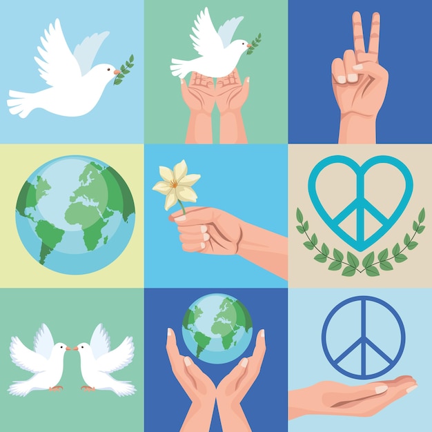 Nine peace icons