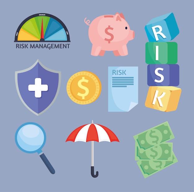 Nine risk management icons