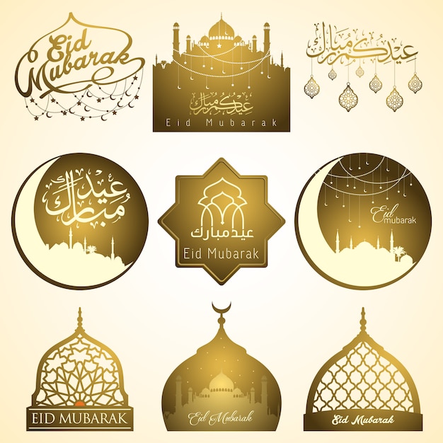 Nove serie di emblemi di eid mubarak per badge