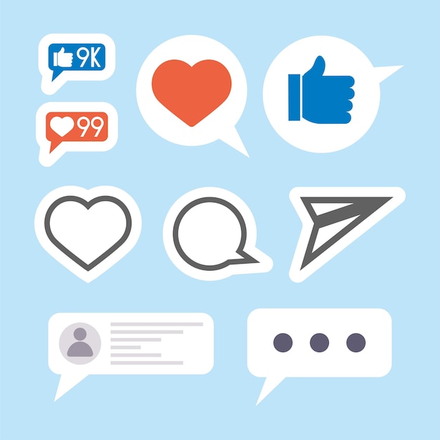 Nine social media icons