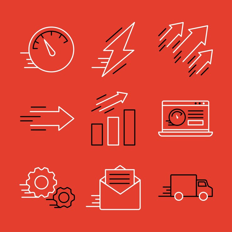 Vector nine speed line style icons