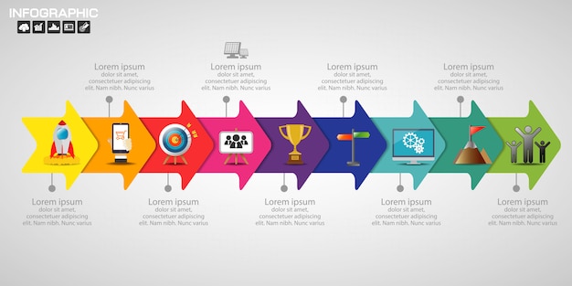 Nine Steps Diagram Template