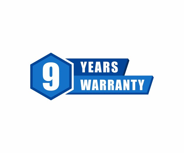 Nine year warranty label stamp vector