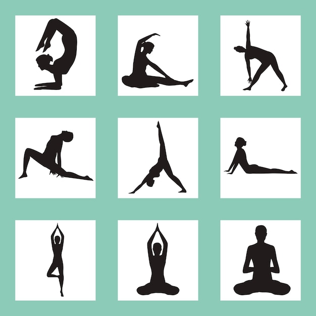 Nine yoga positions