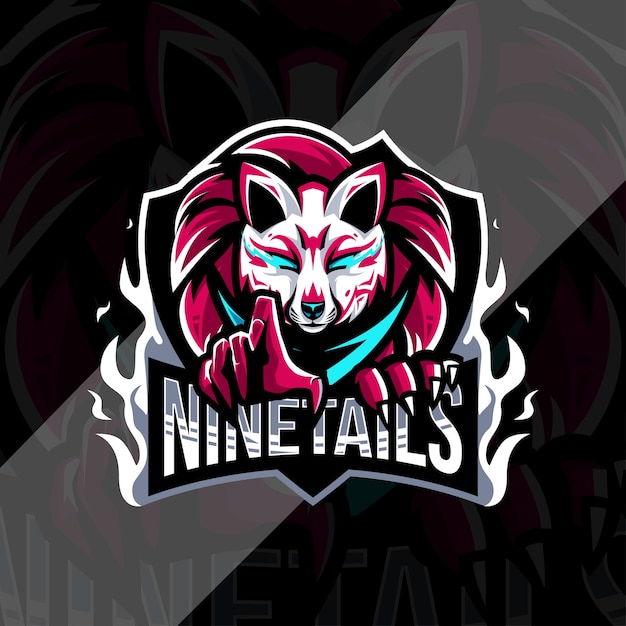 Ninetails mascotte logo esport sjabloonontwerp