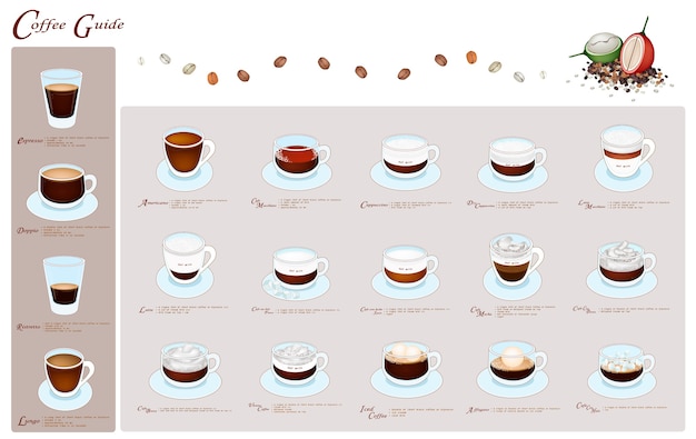 Nineteen Kind of Coffee Menu or Coffee Guide