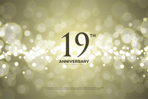 Vector nineteenth aniversary with gold paper background