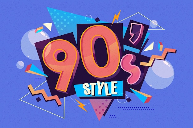 Vector nineties style vintage banner s flyer with geometric shape abstract retro sign for party