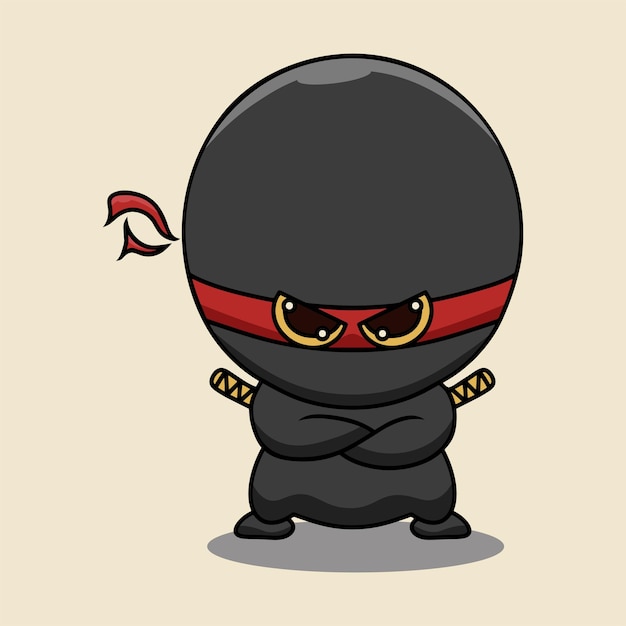 Ninja Art Cartoon Vector Geïsoleerd